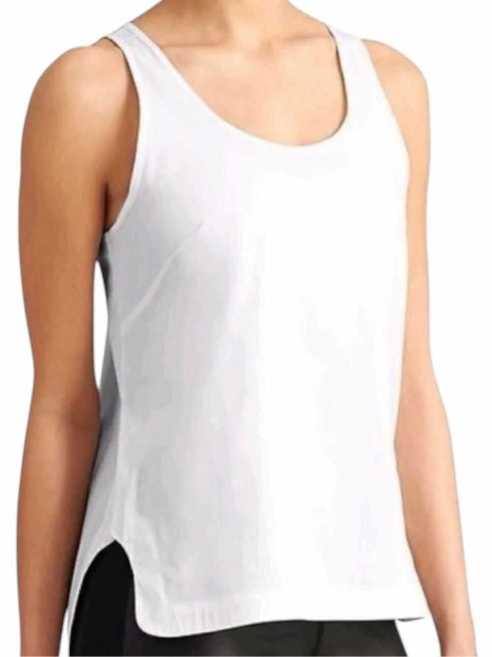 DEREK LAM 10C x ATHLETA High Low Tank Top White Side Slit Small Style# 231579